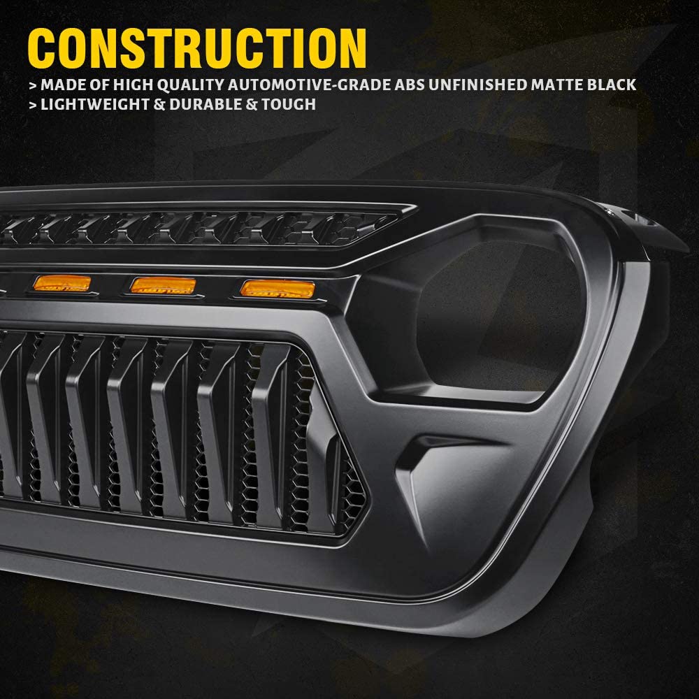 Replacement LED Grille For Jeep Wrangler JL + Jeep Gladiator JT - Angry Eyes Grille